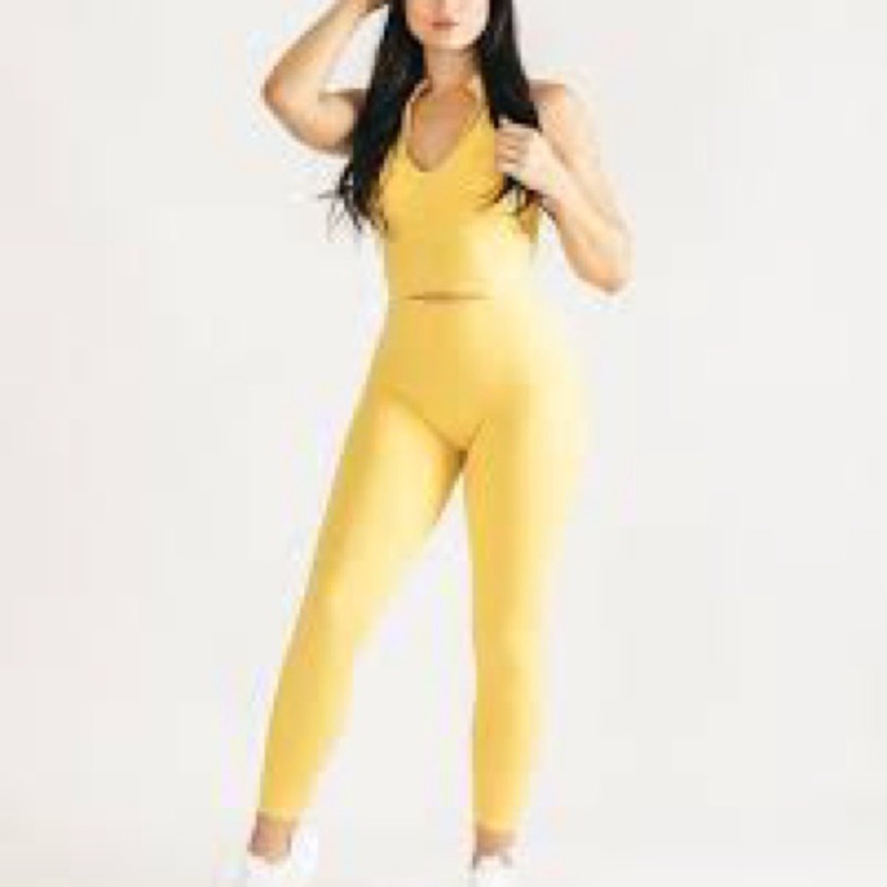 Alphalete Yellow Fitted Crop Tank Top